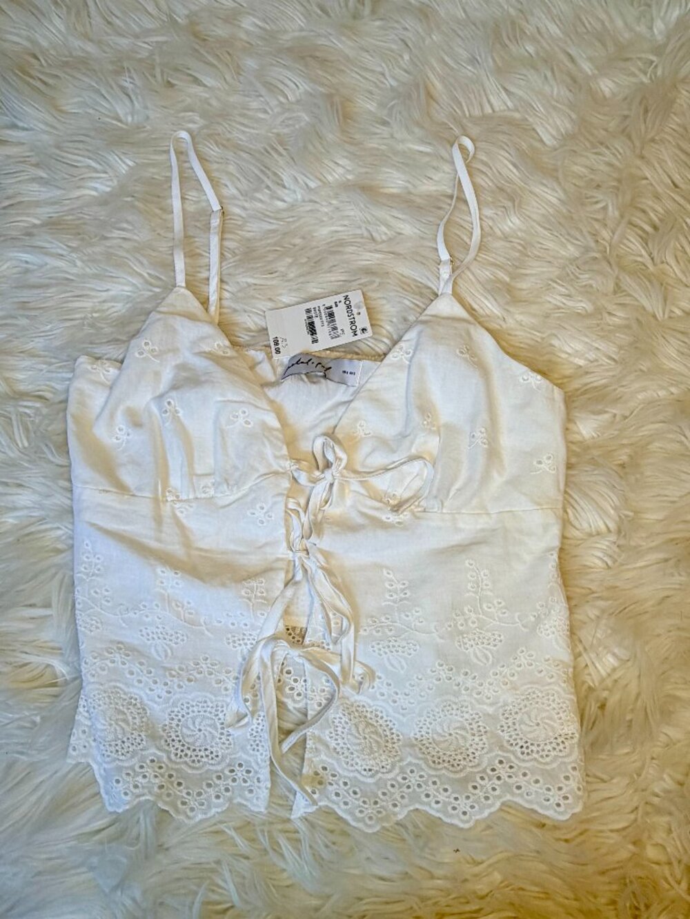 NWT Petal & Pup White Eyelet Tie Front Cami Top S